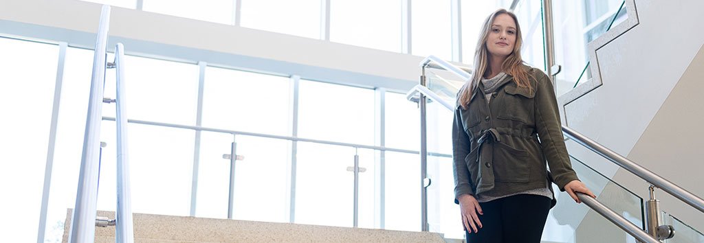 Student in the Sadler Health and Science Complex