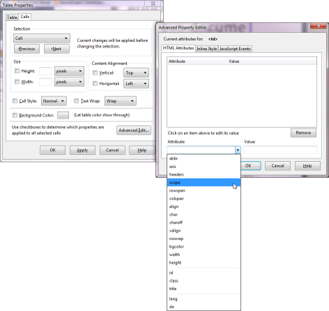 图片显示了如何访问单元格的Scope属性