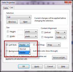 图片显示了如何将标题标签添加到单元格中