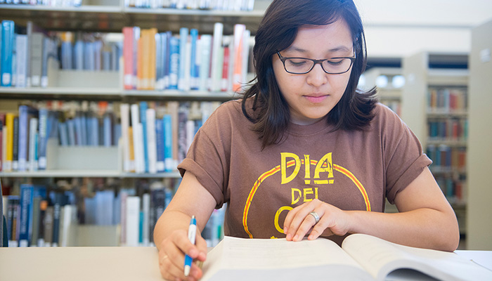 学生在图书馆学习