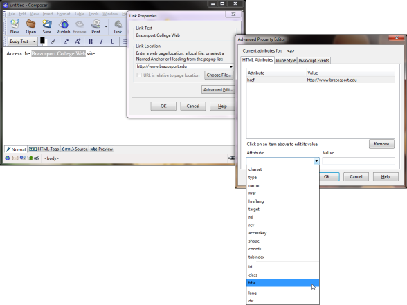使用SeaMonkey将Title标签添加到文本链接的图像