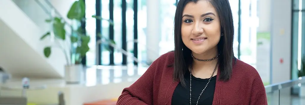 Student in the Student Pavilion