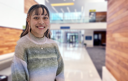 Student in the student pavilion